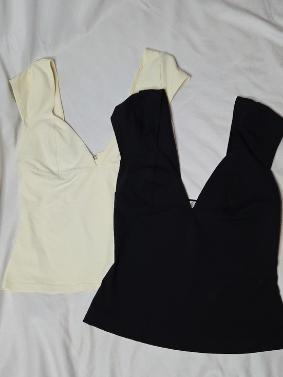 Free People Tops - Free People Intimately FP Duo Corset Cami Women’s M Cap Sleeve Top Ivory  Black